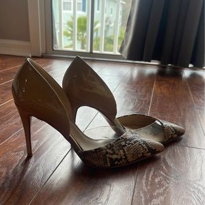 MIX NO.6 snakeskin and pvc heels